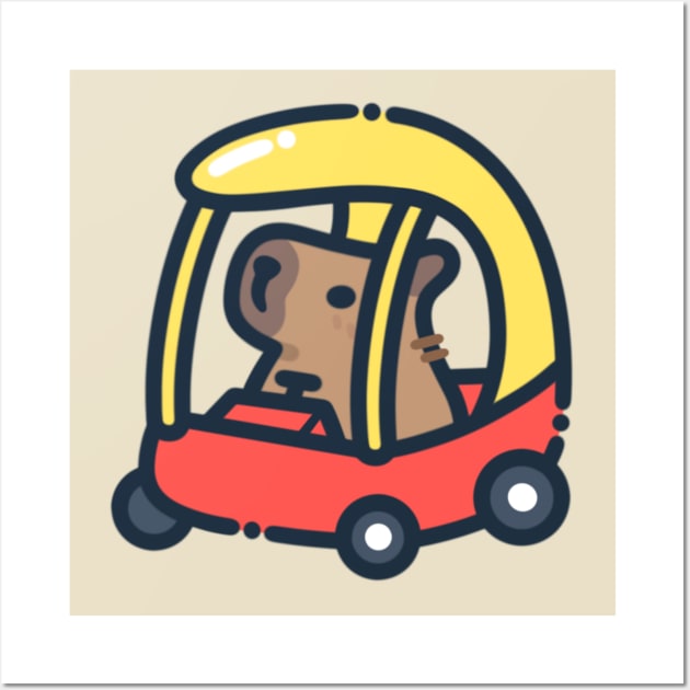 Capybara Riding Toy Car Wall Art by Eveo